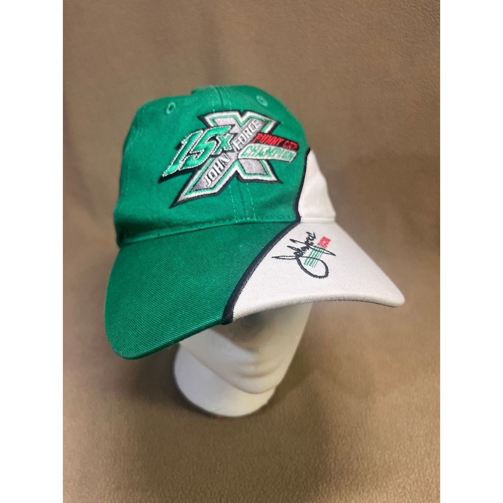 John Force Racing NHRA 15X Funny Car Champion Hat Green White MainGate Cap‎